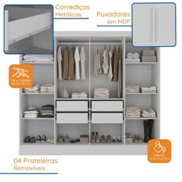 Closet Casal 100% MDF 4 Gavetas Jatobá Yescasa					 - 6