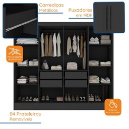Closet Casal 100% MDF 4 Gavetas Jatobá Yescasa - 6