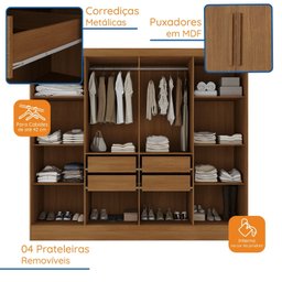 Closet Casal 100% MDF 4 Gavetas Jatobá Yescasa				 - 6