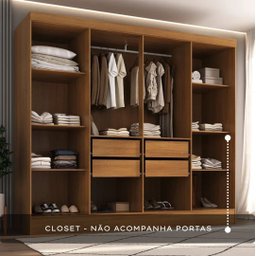 Closet Casal 100% MDF 4 Gavetas Jatobá Yescasa - 3 Closet Casal 100% MDF 4 Gavetas Jatobá Yescasa - 3