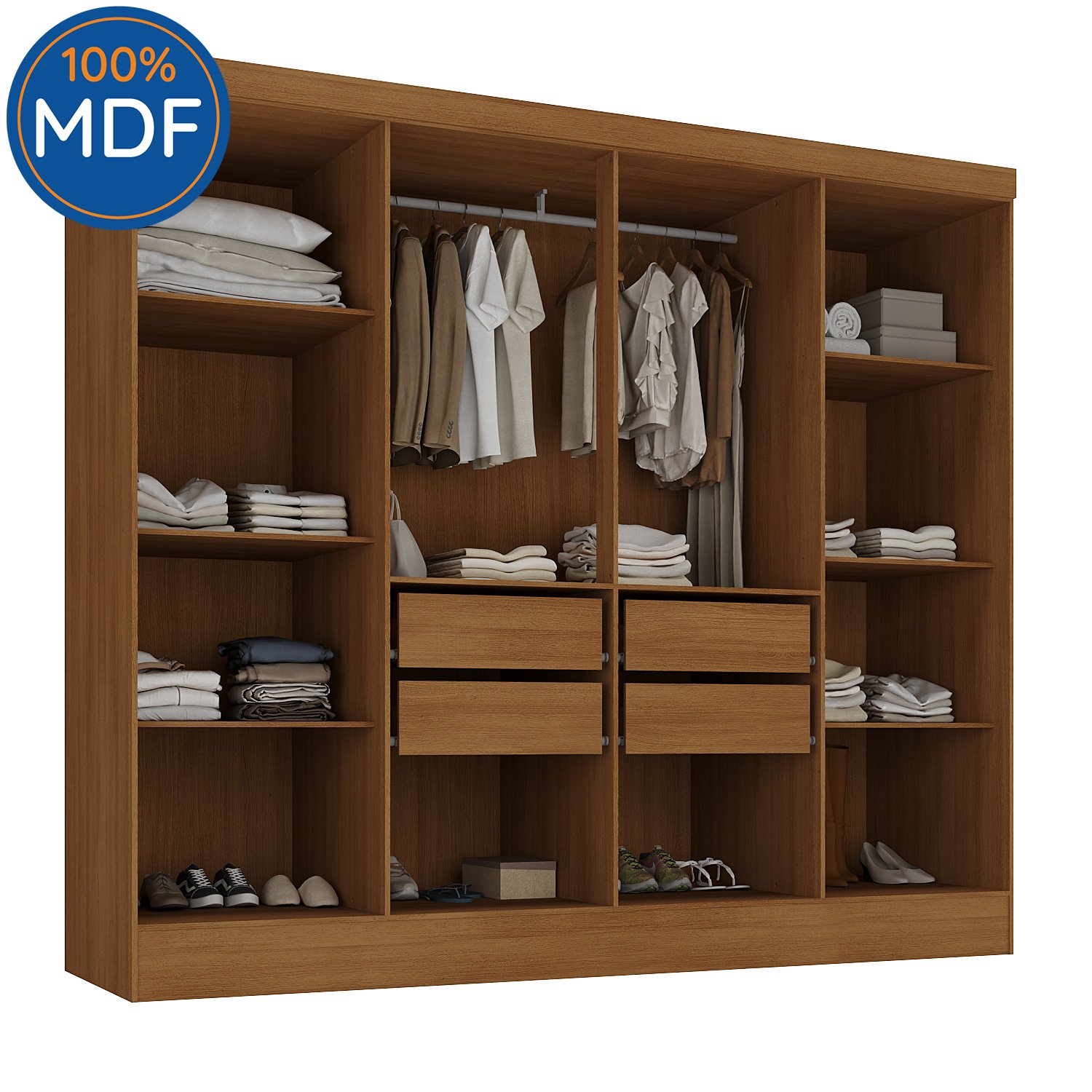 Closet Casal 100% MDF 4 Gavetas Jatobá Yescasa				 - 7