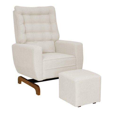 Poltrona de Amamentação Olivia com Balanço Bebê Completo:tm 703 Linho Areia Escuro