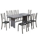 Ver imagem 2 de Conjunto de Mesa Tampo de Granito Ocre com 8 Cadeiras Lorena Yescasa Cinza/Preto Floral/Mart Prata