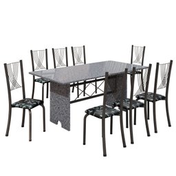 Conjunto de Mesa Tampo de Granito Ocre com 8 Cadeiras Lorena Yescasa - 2