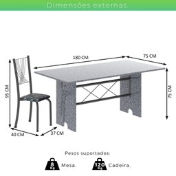 Conjunto de Mesa Tampo de Granito Ocre com 8 Cadeiras Lorena Yescasa - 3