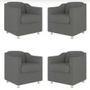Ver imagem 1 de Kit 4 Poltronas Bia Decorativa Reforçada Recepção Clinica Salão Sala de Estar Suede:cinza