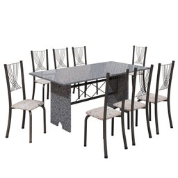 Conjunto de Mesa Tampo de Granito Ocre com 8 Cadeiras Lorena Yescasa - 2