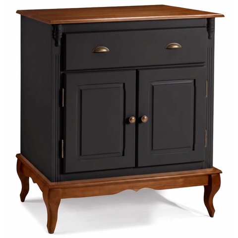 Balcão 2 Portas 1 Gaveta Pés Luis Xv Hanover 99 x 90 x 45 cm (a X L X P) - Preto - Imbuia Glazer