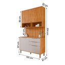 Ver imagem 4 de Armário Aéreo com Balcão Painel Divina 120cm 4 Portas e 2 Gavetas Cinamomo/off White