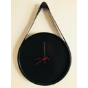 Ver imagem 2 de Relógio Decorativo Adnet Preto Alça Corino Preta Mostrador Preto Ponteiro Preto 20cm Redondo