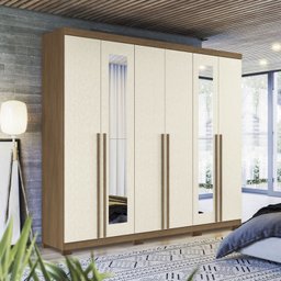 Guarda Roupa Casal 6 Portas 4 Gavetas Versalhes Gold com Espelhos e Pés - 1