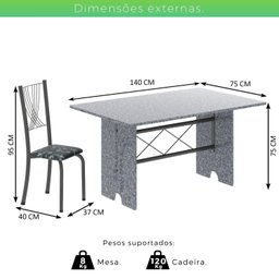 Conjunto de Mesa Tampo de Granito Ocre com 6 Cadeiras Lorena Yescasa - 3