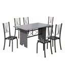 Ver imagem 2 de Conjunto de Mesa Tampo de Granito Ocre com 6 Cadeiras Lorena Yescasa Cinza/Preto Floral/Mart Prata