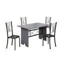 Ver imagem 2 de Conjunto de Mesa Tampo de Granito Ocre com 4 Cadeiras Lorena Yescasa Cinza/Preto Floral/Mart Prata