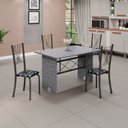 Ver imagem 1 de Conjunto de Mesa Tampo de Granito Ocre com 4 Cadeiras Lorena Yescasa Cinza/Preto Floral/Mart Prata