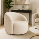 Ver imagem 1 de Poltrona Estofada Orgânica Redonda Confortável Moderna em Bouclé/courino P/ Sala Luxo Recepção Hall