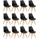 Ver imagem 1 de Conjunto 12 Cadeiras de Jantar Eames Wood Leda Design Estofada - Preto