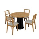 Ver imagem 2 de Conjunto Sala de Jantar Mesa Redonda Nature com 4 Cadeiras Tela Sintética Freijó/preto/bege Claro