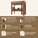 Ver imagem 4 de Cama Alta Multifuncional com Escrivaninha Penteadeira Yescasa Marrom/Nogal