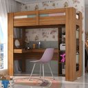 Ver imagem 1 de Cama Juvenil Montreal com Escrivaninha Multifuncional Yescasa Marrom/Nogal