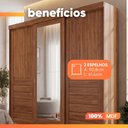 Ver imagem 5 de Guarda Roupas Casal 3 Portas de Correr Frisado com Espelho 6 Gavetas 100% MDF Lia