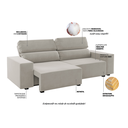 Ver imagem 5 de Sofá Retrátil e Reclinável 3 Lugares 2m Veludo Lion