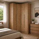 Ver imagem 1 de Guarda Roupa de Canto Modulado Safira 4 Portas 3 Gavetas MDF Cumaru