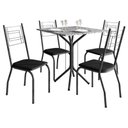 Ver imagem 1 de Mesa de Jantar Thais 70x70 Cm com 4 Cadeiras 063 Preto com Granito Ocre Itabira - Artefamol