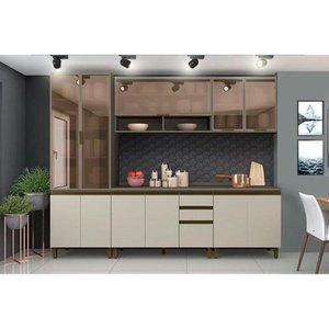 Cozinha Completa Connect 7 Peças (2 Armários + 2 Balcões + 1 Paneleiro + 2 Complementos) C7P03