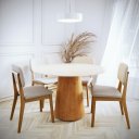 Ver imagem 1 de Mesa Zara 1.5 Tampo Vidro Off White/Cinamomo