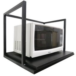 Porta Micro-ondas e Forno Elétrico Em Metalon e MDF - Preto - 8