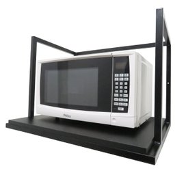 Porta Micro-ondas e Forno Elétrico Em Metalon e MDF - Preto - 1