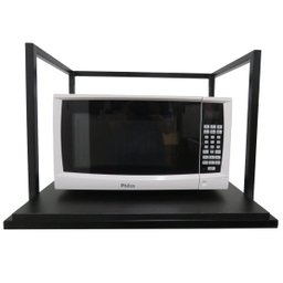 Porta Micro-ondas e Forno Elétrico Em Metalon e MDF - Preto - 4