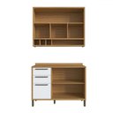 Ver imagem 3 de Armário de Cozinha com Balcão e Tampo 4 Portas 3 Gavetas Pérola 100% Mdf Vidro Reflecta Amêndoa/bran