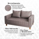 Ver imagem 2 de Sofá Namoradeira Requinte 1.40m Bege 2 Lugares Estofado com Fibra Siliconada e Design Elegante