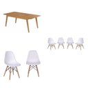 Ver imagem 6 de Conjunto Mesa de Jantar Madeira Maciça Retangular com 6 Cadeiras Eames Yescasa Marrom/Cinamomo/Branco