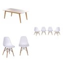 Ver imagem 5 de Conjunto Mesa de Jantar Madeira Maciça Retangular com 6 Cadeiras Eames Yescasa Branco/Cinamomo