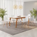Ver imagem 1 de Conjunto Mesa de Jantar Madeira Maciça Retangular com 6 Cadeiras Eames Yescasa Branco/Cinamomo