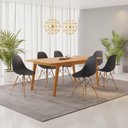 Ver imagem 1 de Conjunto Mesa de Jantar Madeira Maciça Retangular com 6 Cadeiras Eames