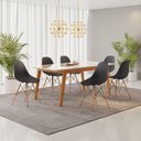 Ver imagem 1 de Conjunto Mesa de Jantar Madeira Maciça Retangular com 6 Cadeiras Eames Preto/Cinamomo/Branco