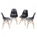 Ver mais imagens de Conjunto Mesa de Jantar Madeira Maciça Retangular com 6 Cadeiras Eames Preto/Cinamomo/Branco