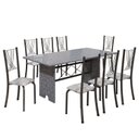 Ver imagem 2 de Conjunto de Mesa Tampo de Granito Ocre com 8 Cadeiras Lorena Yescasa Cinza/Paraopeba/Mart Prata