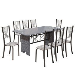 Conjunto de Mesa Tampo de Granito Ocre com 8 Cadeiras Lorena Yescasa - 2