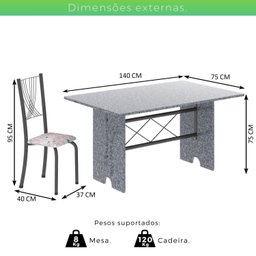 Conjunto de Mesa Tampo de Granito Ocre com 6 Cadeiras Lorena Yescasa - 3