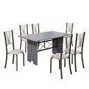 Ver imagem 2 de Conjunto de Mesa Tampo de Granito Ocre com 6 Cadeiras Lorena Yescasa Cinza/Botanic Bege/Mart Prata