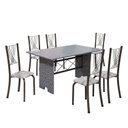 Ver imagem 2 de Conjunto de Mesa Tampo de Granito Ocre com 6 Cadeiras Lorena Yescasa Cinza/Paraopeba/Mart Prata