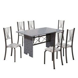 Conjunto de Mesa Tampo de Granito Ocre com 6 Cadeiras Lorena Yescasa - 2