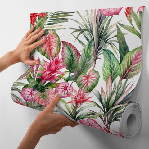 Papel de Parede Adesivo Decorativo Botanic Folhagens - Kit 10 Metros