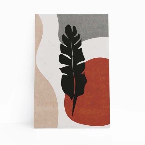 Folha Silhueta Planta Minimalista Quadro Canvas 60x40cm