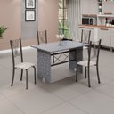 Ver imagem 1 de Conjunto de Mesa Tampo de Granito Ocre com 4 Cadeiras Lorena Yescasa Cinza/Botanic Bege/Mart Prata